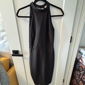 Main Strip Black High Neck Mini Dress